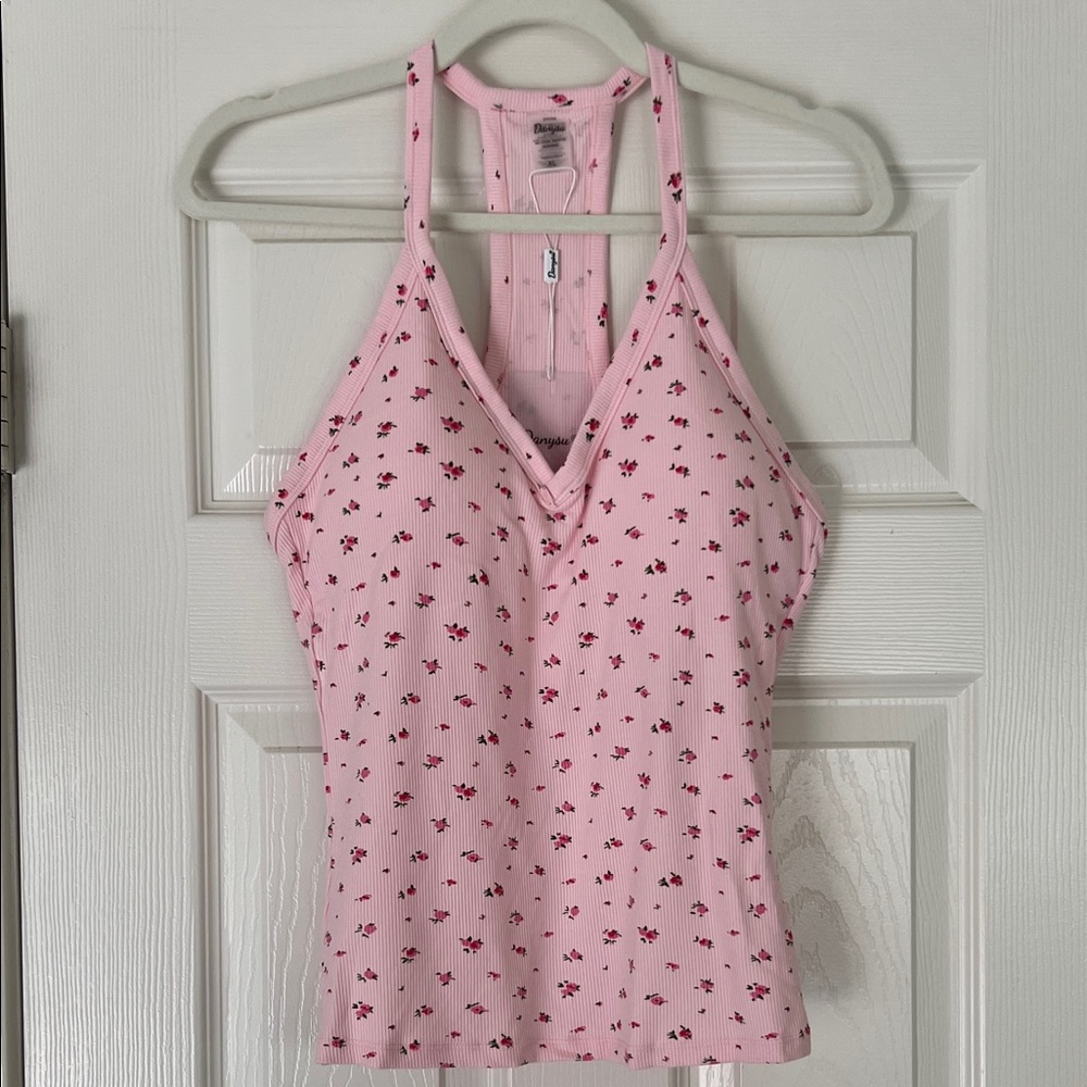 Elegant Pink Floral Tank Top